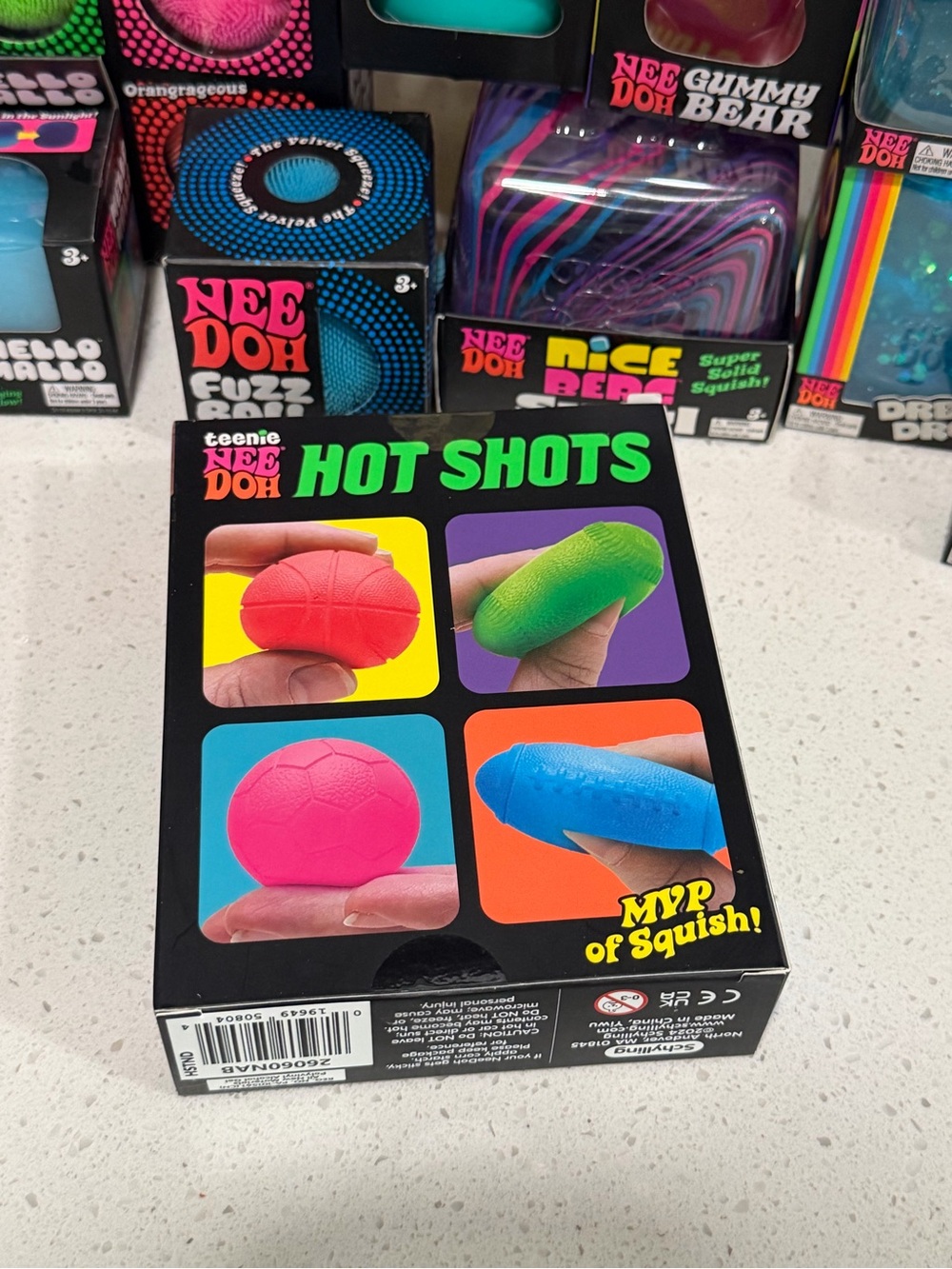 NeeDoh Hot Shots 4-Pack Squish Balls - Pink, Green, Orange, Blue NWT - Picture 4 of 5